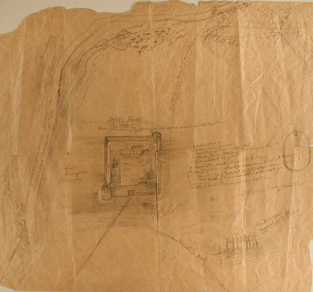 This Old Bent’s Fort Map drawn around 1850 by Will Boggs, an associate of Kit Carson, gives a sense of the design and surroundings of Bent’s Old Fort Most of the Boggs’ detail focuses on the structure itself and the illustration suggests the fort was built to be largely self-sufficient.