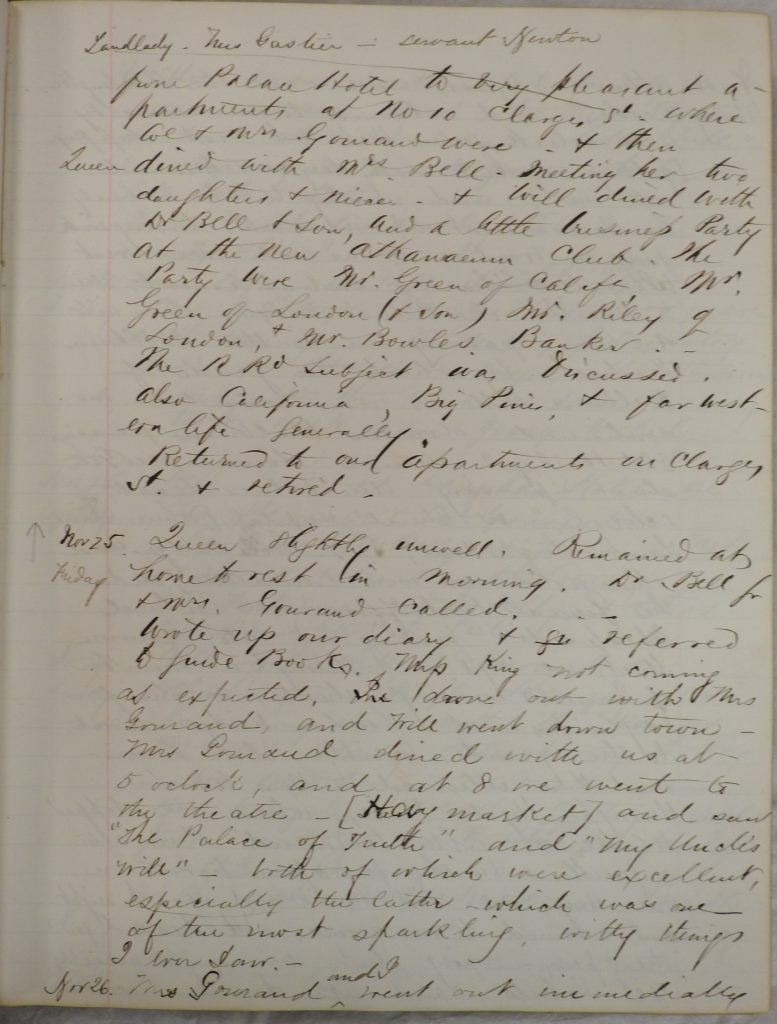 Palmer Travel Journal Handwritten Page