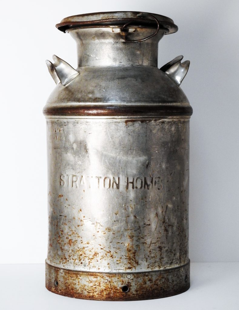 Myron Stratton Home Dairy Milk Cannister, ca. 1930. Generously Donated by the Western Museum of Mining and Industry 2013.31.1