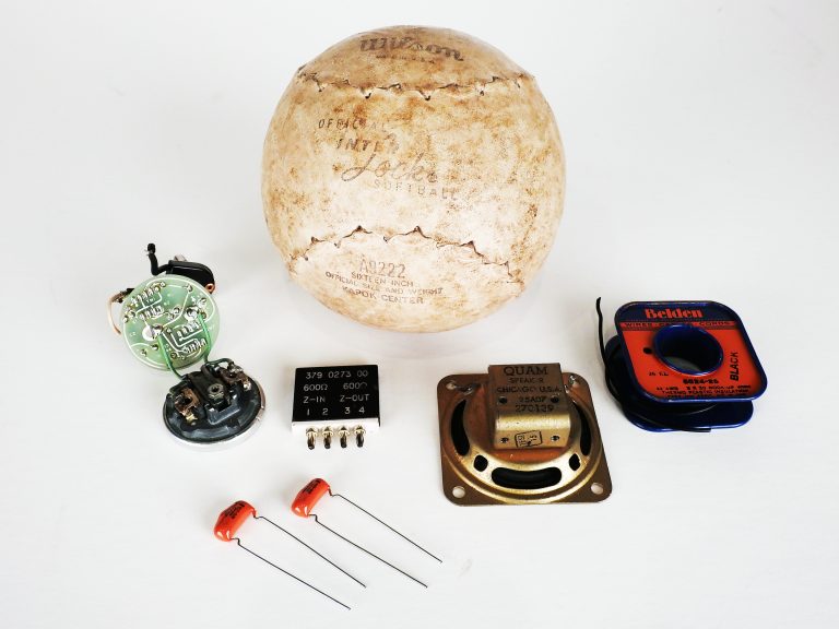 Beep Ball Prototype with Speaker Components, ca. 1965-1970. Generously donated by Pat Sopp, 2018.11.155.