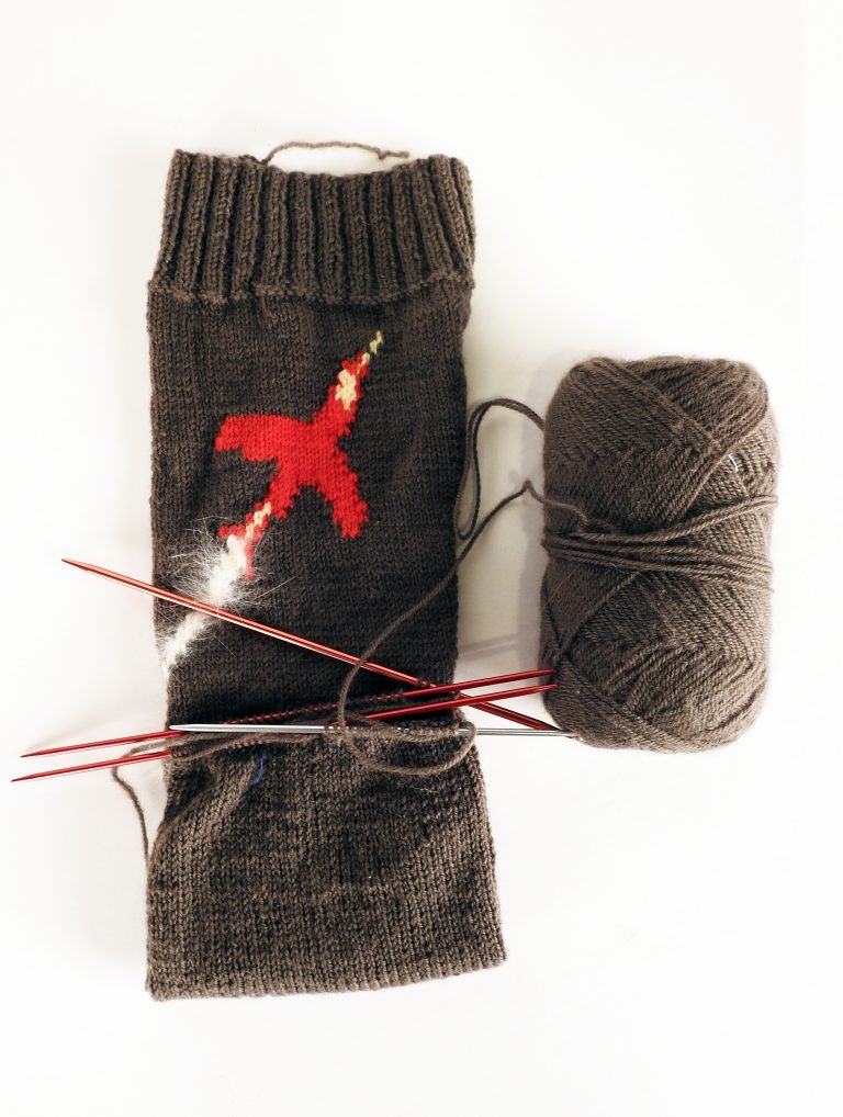 Knitted Sock, 1967. Generously Donated by Helene Knapp, 2020.64.1.