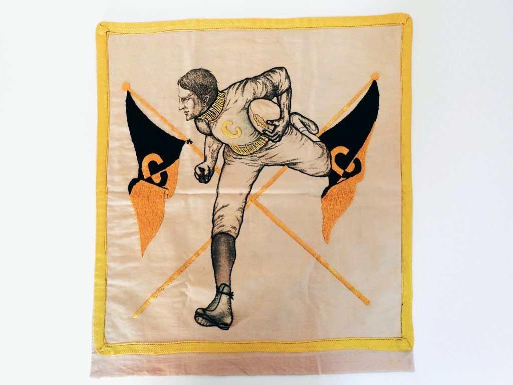 Embroidered Pillow Case, 1903. Generously Donated by Laura Argent, 43-126.