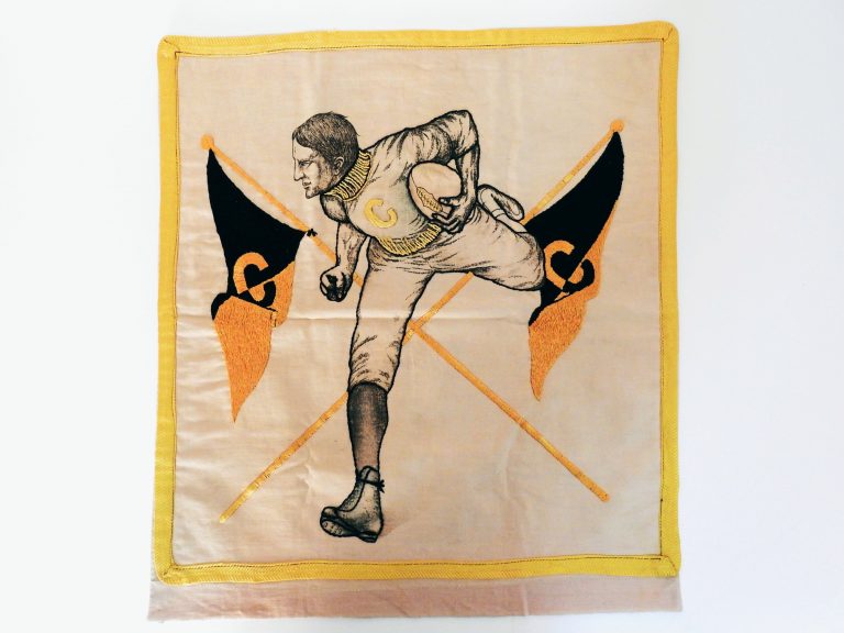 Embroidered Pillow Case, 1903. Generously Donated by Laura Argent, 43-126.