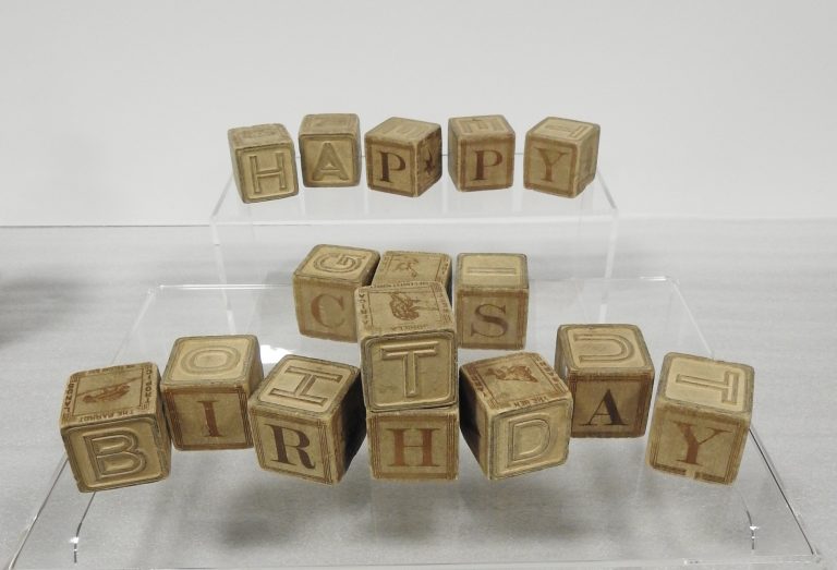Set of Wood Alphabet Blocks, 1922. Generously donated by Merle J. Larson, 81-11.