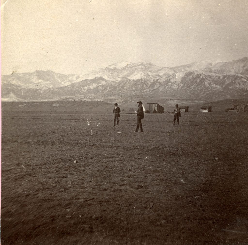 Surveying Colorado Springs, 1871. Generously donated by Mary E. Harrington, A42-132.