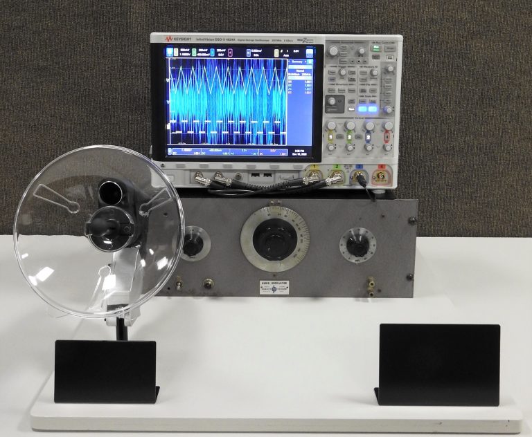 Audio Oscillator and Oscilloscope, 1940 and 2020. Generously Loaned by Keysight Technologies.
