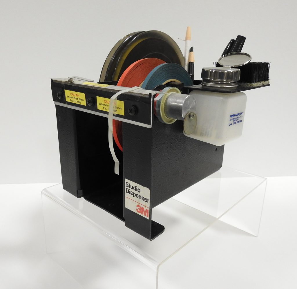 3M Studio Dispenser Tape Editing Kit with Head Demagnetizer ca. 1978. On Loan from KRCC Radio.