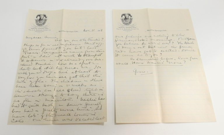 Letter from Grace Coolidge During the 1918 Flu Pandemic, November 11, 1918. Generously donated by Philip Heinicke. S2009.24.