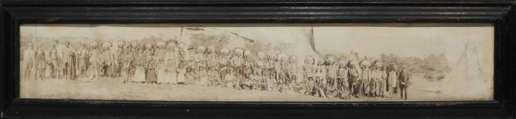 Southern Ute Families at the Shan Kive Celebration, Garden of the Gods, 1912. Generously Donated in Loving Memory of Kenneth (Ham) Winters. S2019.85.1.