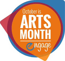 Cultural Office of the Pikes Peak Region's logo for Arts Month. The Logo says October is Arts Month Engage.