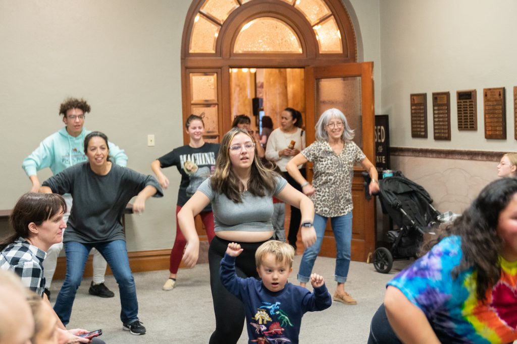 Attendees participating in the Family Zumba Classes.