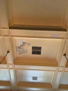 The John Ben Snow Gallery, located on the 3rd Floor, ceiling is currently damaged from persistent leaks. This gallery is currently closed to the public due to the ongoing risk from the ineffective HVAC system.