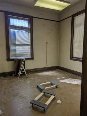 An empty office inside Southwest Storage.