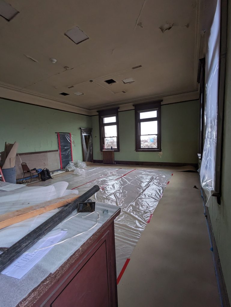 Southwest Storage after the removal of artifacts and shelving.