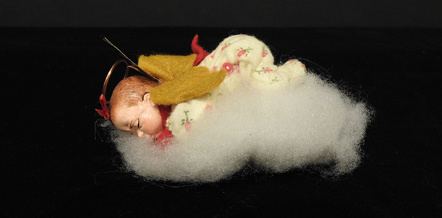 Abbie, Simpich Cloud Baby Christmas Ornament, Generously Donated by Betty Waldron, Unknown Artist/Creator but Original Design by Jan Simpich.