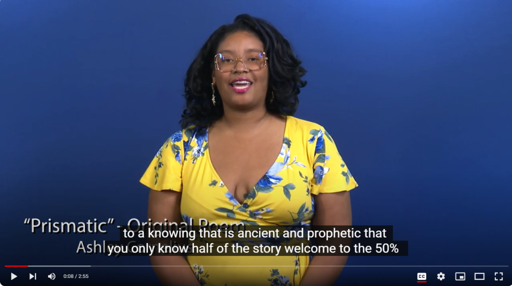 Screenshot of Poet Laureate of Pikes Peak Region Ashley Cornelius performing "Prismatic."