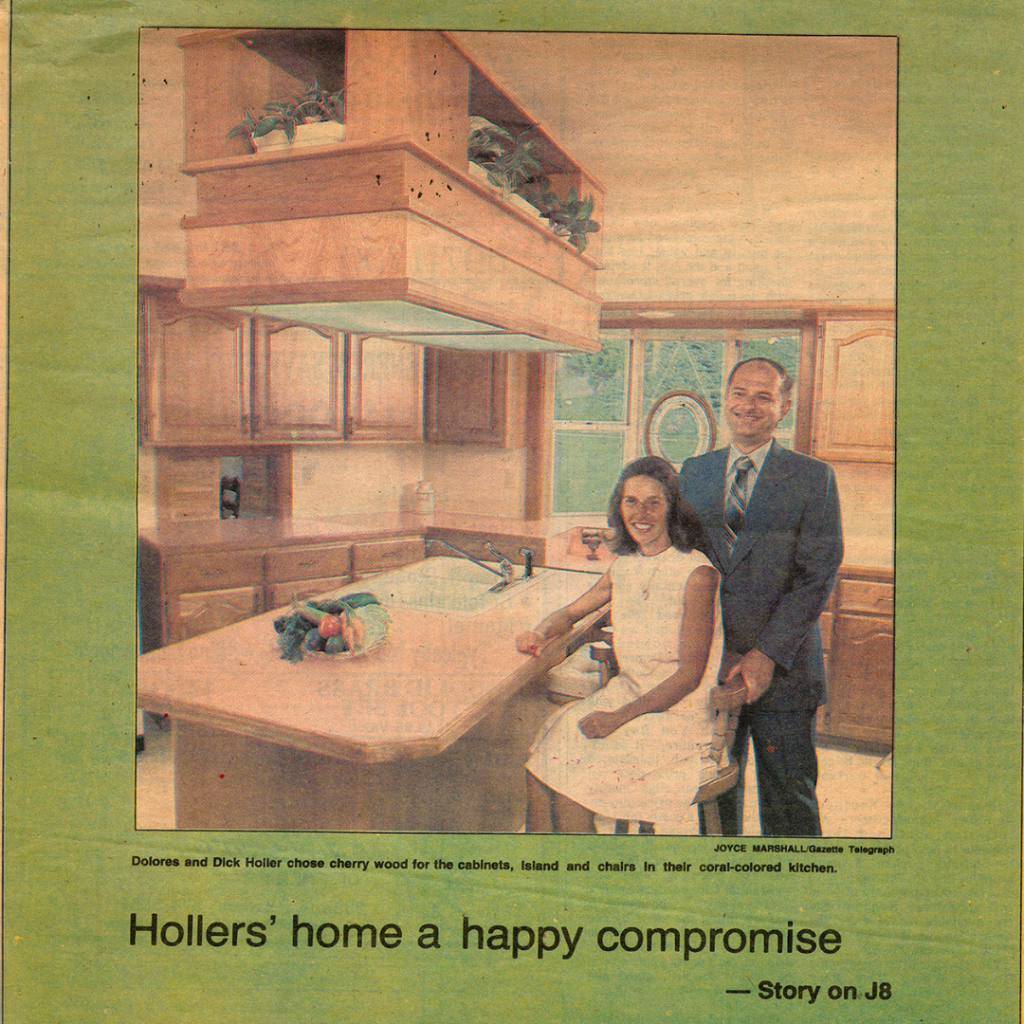 , Dick and Dolores Holler sit in the kitchen of their newly built home in the Valley Hi neighborhood, October 1983. Courtesy of Jeanette Caproon