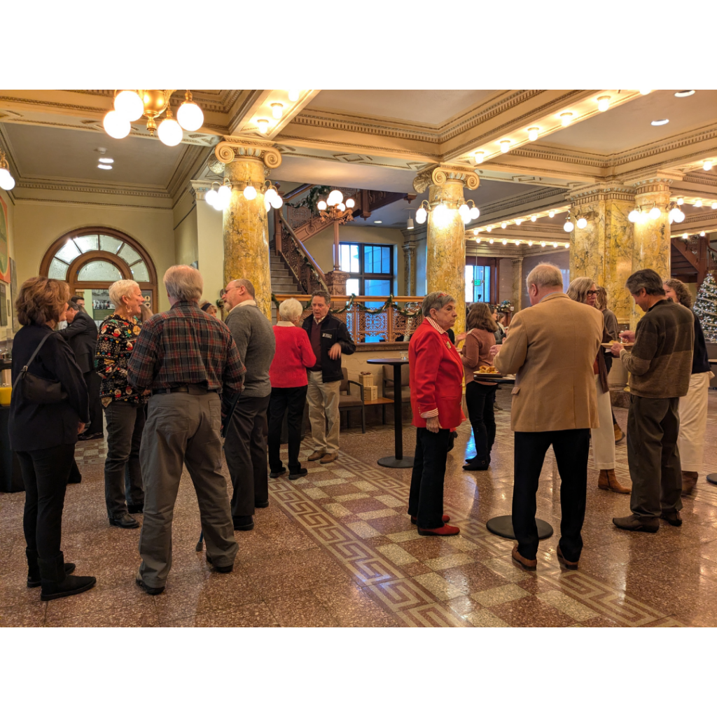 CSPM patrons gather in the lobby during an event